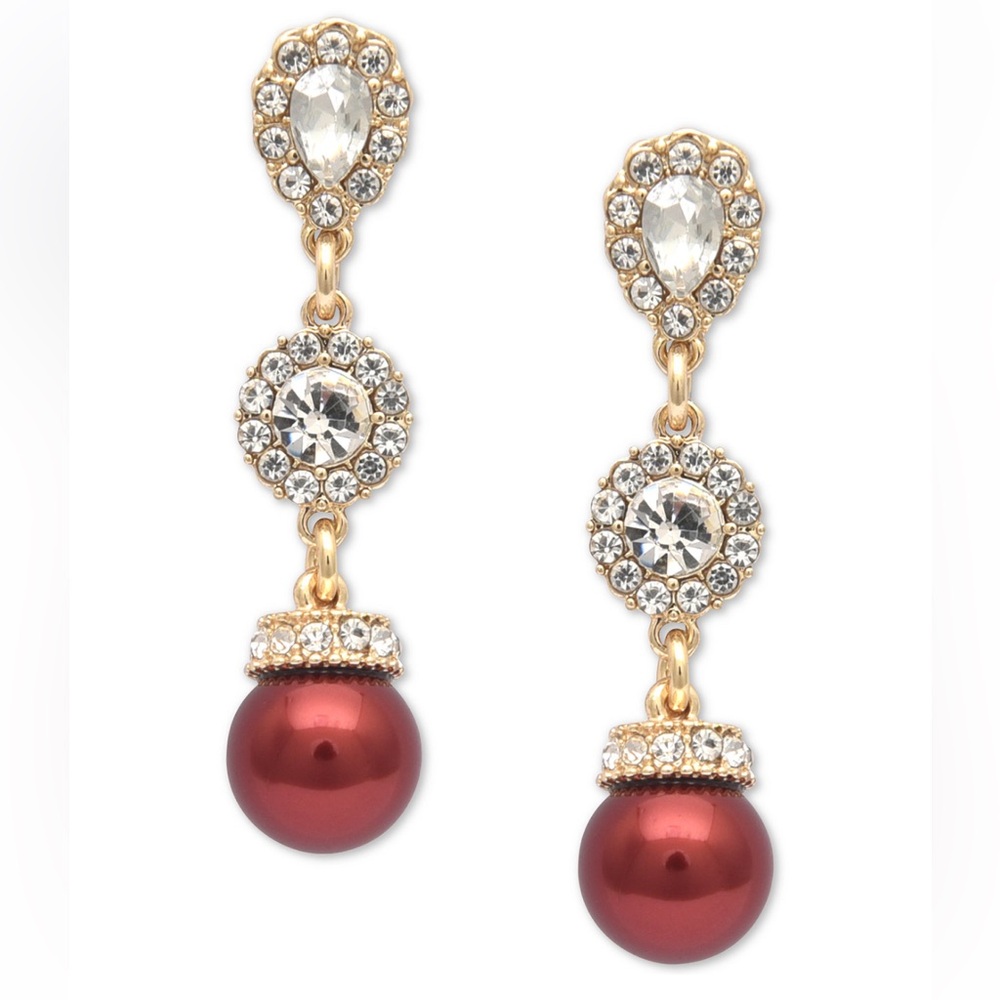 Charter Club Crystal Halo & Imitation Pearl Drop Earri…